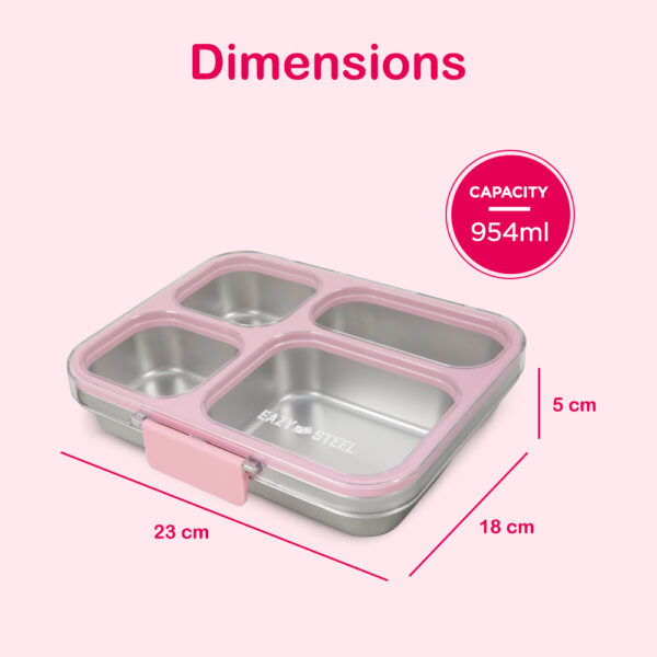 Eazy Kids – Stainless Steel Bento Lunch Box w/ Tritan Lid, Pink