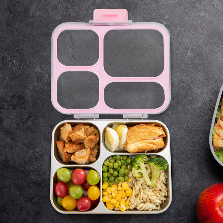 Eazy Kids - Stainless Steel Bento Lunch Box w/ Tritan Lid, Pink