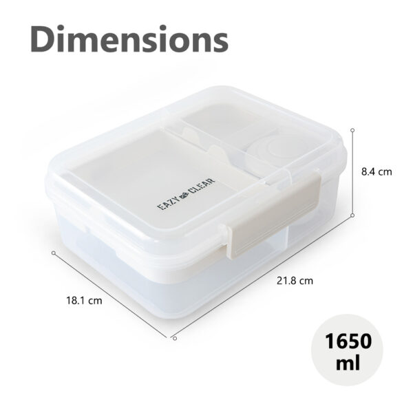 Eazy Kids 3/4/5 Compartment Convertible 1650ml Bento Lunch Box with 150ml Gravy Bowl – Grey