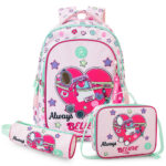 Eazy Kids – 17”School Bag Set of 3- Backpack, Lunch Bag & Pencil Case,Laptop Compartment -Always Believe – Pink