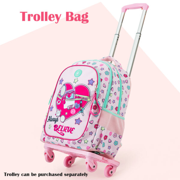 Eazy Kids – 17”School Bag Set of 3- Backpack, Lunch Bag & Pencil Case,Laptop Compartment -Always Believe – Pink