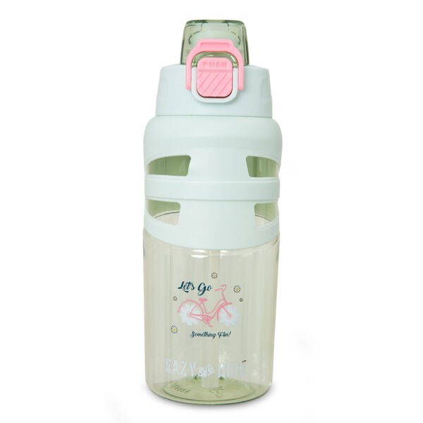 Eazy Kids – Flip Top Water Bottle 750ml – BPA Free Spout & Straw Bottle for Kids, Bicycle Mint