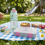 Eazy Kids – Flip Top Water Bottle 750ml – BPA Free Spout & Straw Bottle for Kids, Bicycle Mint