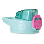 Eazy Kids – Flip Top Water Bottle 750ml – BPA Free Spout & Straw Bottle for Kids, Flamingo Aqua