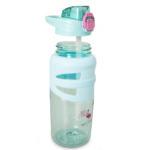 Eazy Kids – Flip Top Water Bottle 750ml – BPA Free Spout & Straw Bottle for Kids, Flamingo Aqua