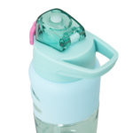 Eazy Kids – Flip Top Water Bottle 750ml – BPA Free Spout & Straw Bottle for Kids, Flamingo Aqua