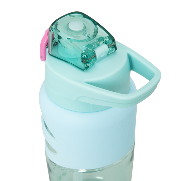 Eazy Kids – Flip Top Water Bottle 750ml – BPA Free Spout & Straw Bottle for Kids, Flamingo Aqua