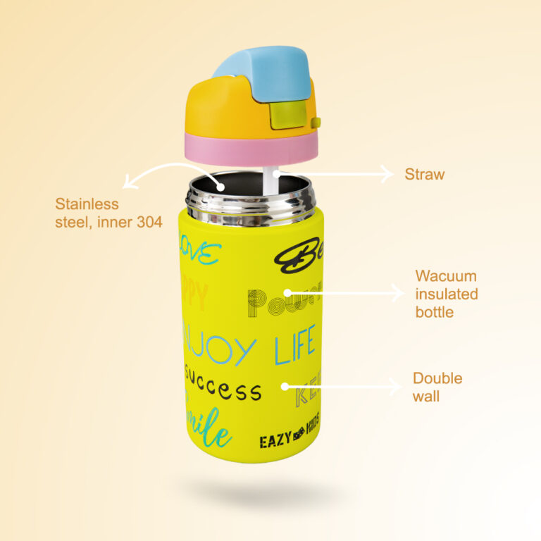 Eazy Kids - Stainless Steel Water Bottle Bling w/ Straw and Spout 445 mL Bling