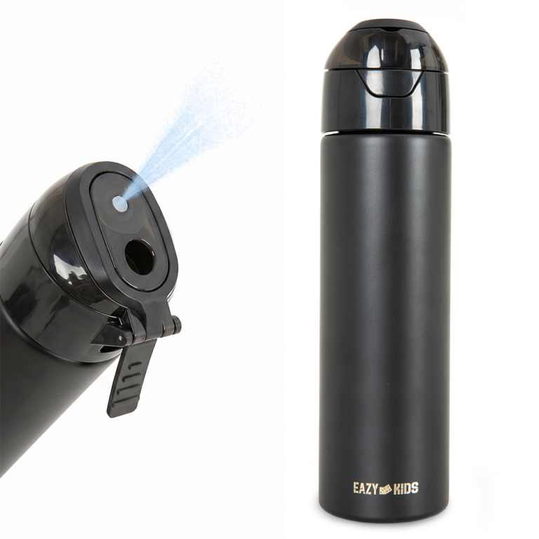 Eazy Kids - Insulated Stainless Steel Water Bottle w/Spray , 640ml Black