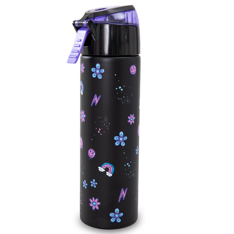 Eazy Kids - Insulated Stainless Steel Water Bottle w/Spray, Teddy 640ml - Black