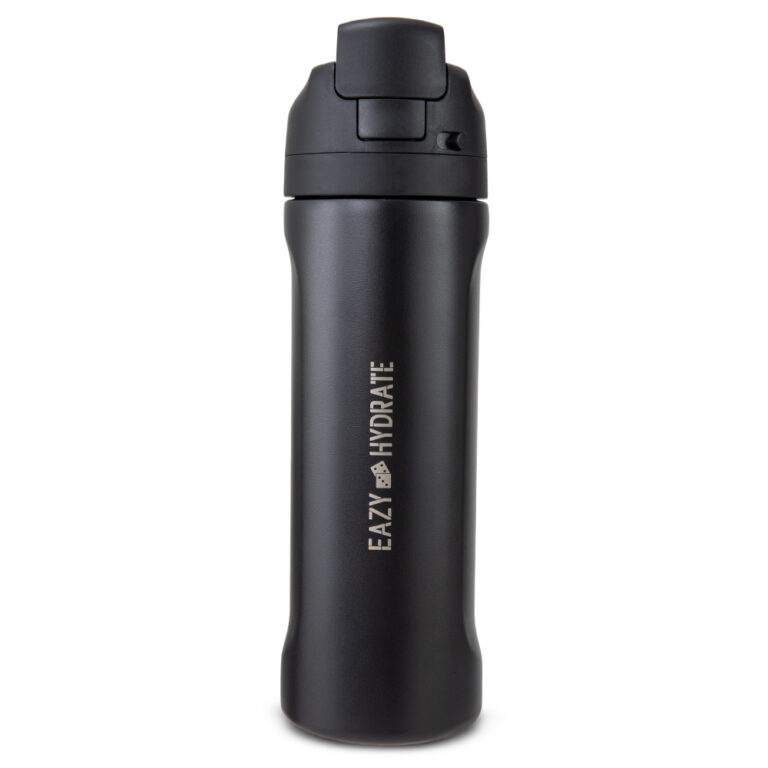 Eazy Kids - Stainless Steel Water Bottle w/ Straw and Spout 710mL Black