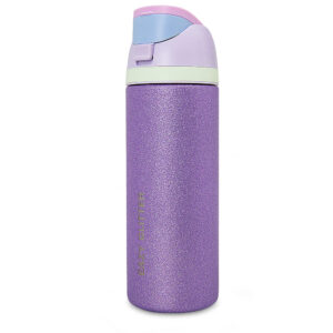 Eazy Kids – Glitter Stainless Steel Water Bottle 720ml – Double Wall Insulated, Spout Lid, Leakproof – Purple