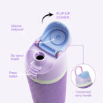 Eazy Kids – Glitter Stainless Steel Water Bottle 720ml – Double Wall Insulated, Spout Lid, Leakproof – Purple