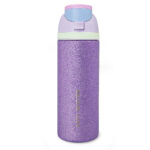 Eazy Kids – Glitter Stainless Steel Water Bottle 720ml – Double Wall Insulated, Spout Lid, Leakproof – Purple
