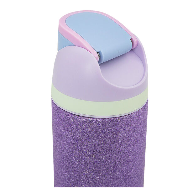Eazy Kids – Glitter Stainless Steel Water Bottle 720ml – Double Wall Insulated, Spout Lid, Leakproof – Purple