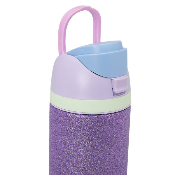 Eazy Kids – Glitter Stainless Steel Water Bottle 720ml – Double Wall Insulated, Spout Lid, Leakproof – Purple