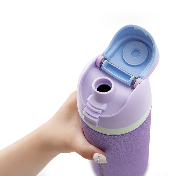Eazy Kids – Glitter Stainless Steel Water Bottle 720ml – Double Wall Insulated, Spout Lid, Leakproof – Purple