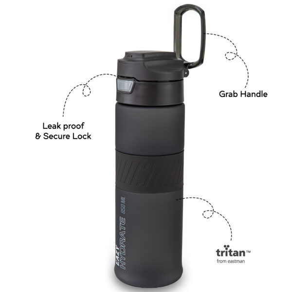 Eazy Kids – Tritan Water Bottle 850ml with Spout Lid & Handle – Phantom Black