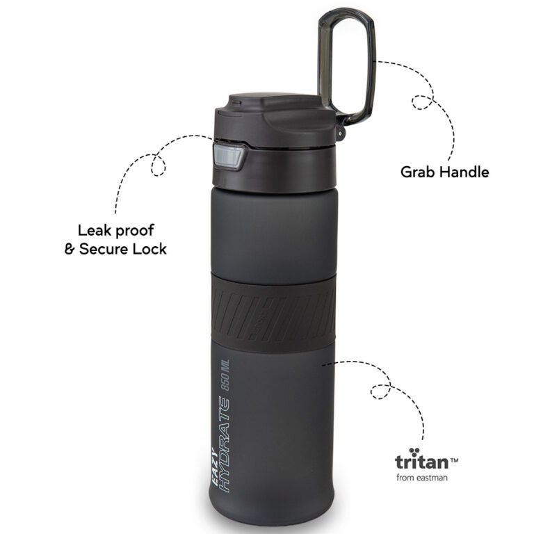Eazy Kids - Tritan Water Bottle 850ml with Spout Lid & Handle - Phantom Black