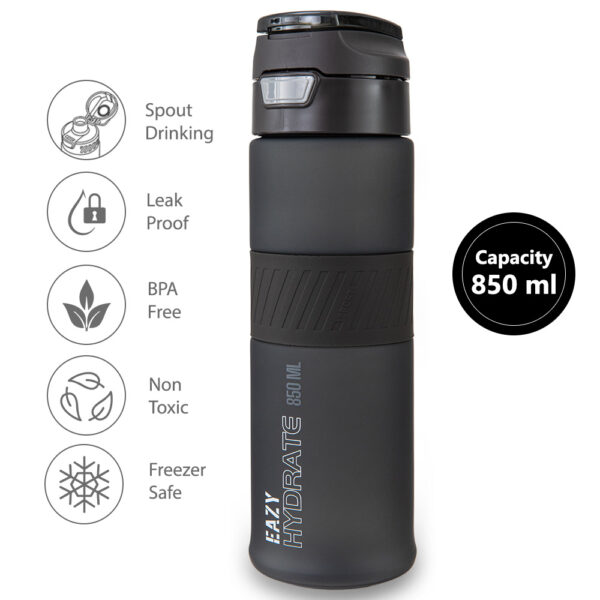 Eazy Kids – Tritan Water Bottle 850ml with Spout Lid & Handle – Phantom Black
