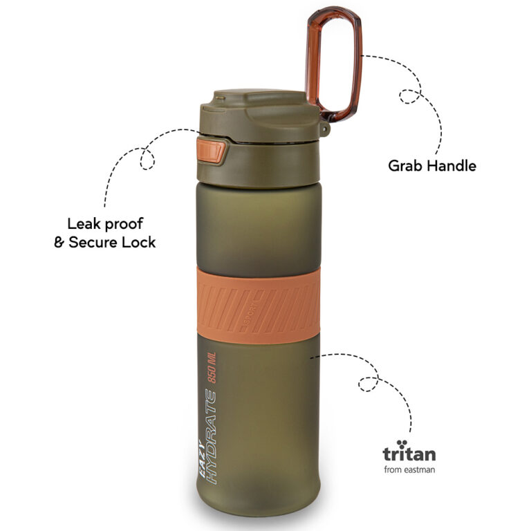 Eazy Kids - Tritan Water Bottle 850ml with Spout Lid & Handle - Olive Green
