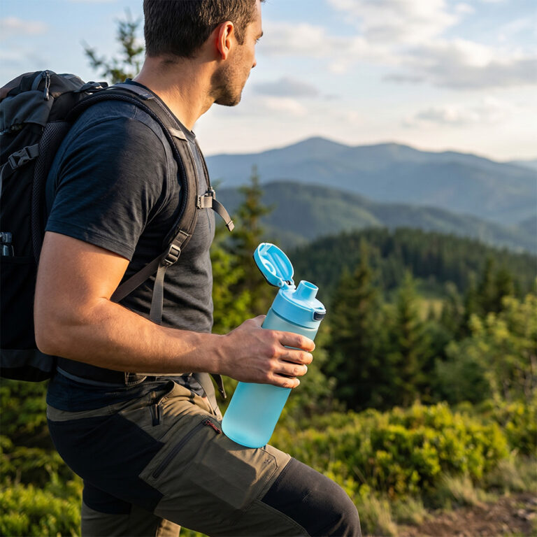 Eazy Kids - Tritan Water Bottle 850ml with Spout Lid & Handle - Ice Blue Blast