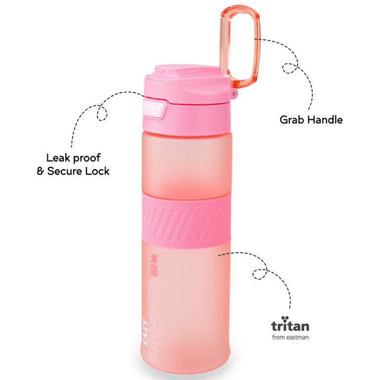 Eazy Kids - Tritan Water Bottle 850ml with Spout Lid & Handle - Candy Coral