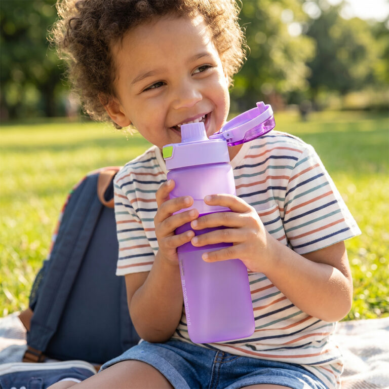 Eazy Kids - Tritan Water Bottle 850ml with Spout Lid & Handle - Lavender Pulse
