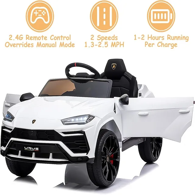 Lamborghini Urus 12V Kids Electric Ride-On Car – White