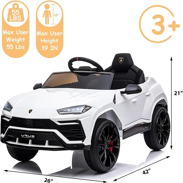 Lamborghini Urus 12V Kids Electric Ride-On Car – White