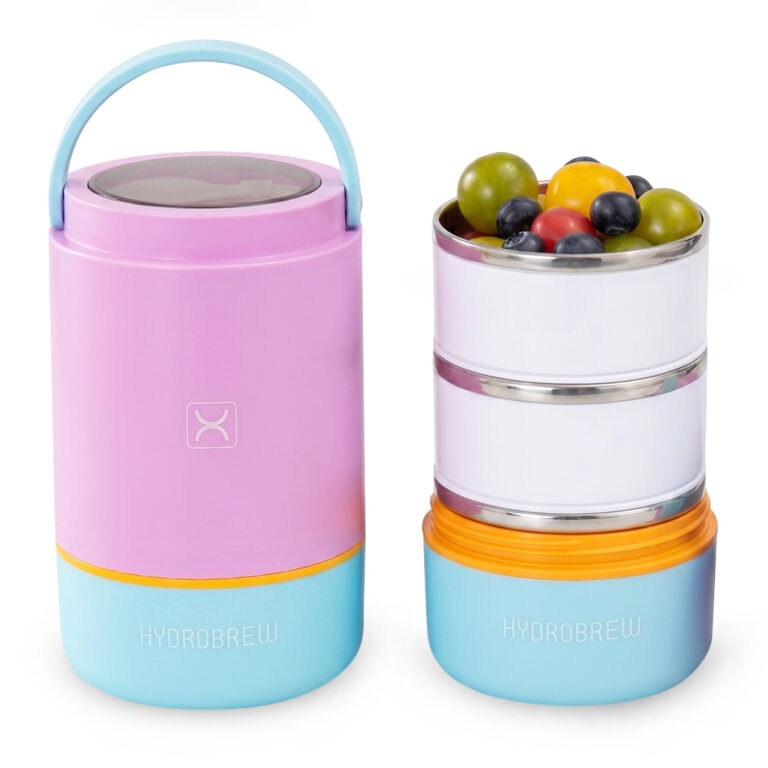 Hydrobrew - Triple Decker Stainless Steel Lunch Box w/ Spoon-Candy Cloud