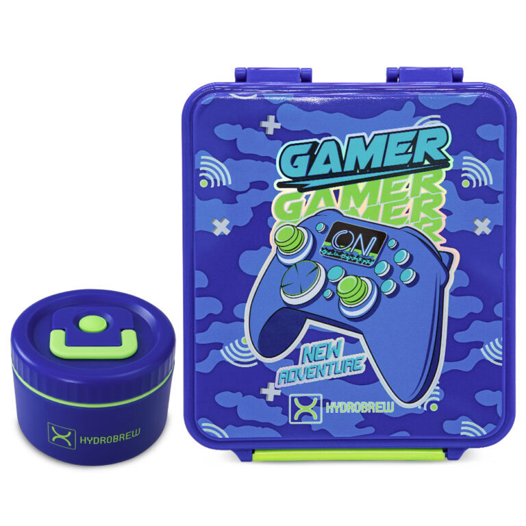 Hydrobrew - Bento Lunch Box w/Steel Food Jar - Gamer Blue