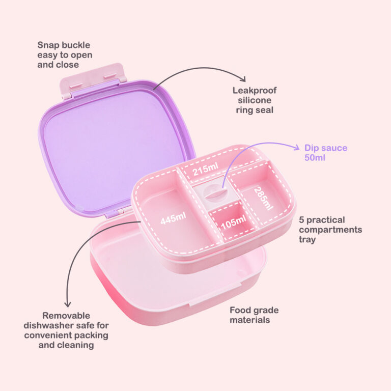 Hydrobrew - Smart Serve Bento Lunch Box 1100 ml, 5 compartment- Lilac Blush