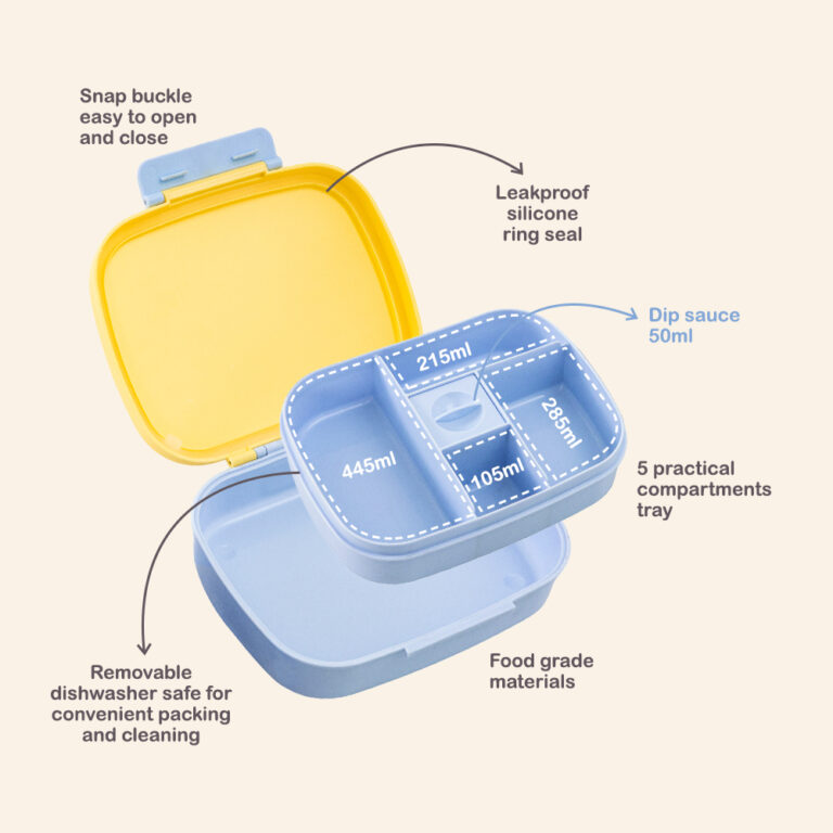 Hydrobrew - Smart Serve Bento Lunch Box 1100 ml, 5 compartment - Sunny Sky