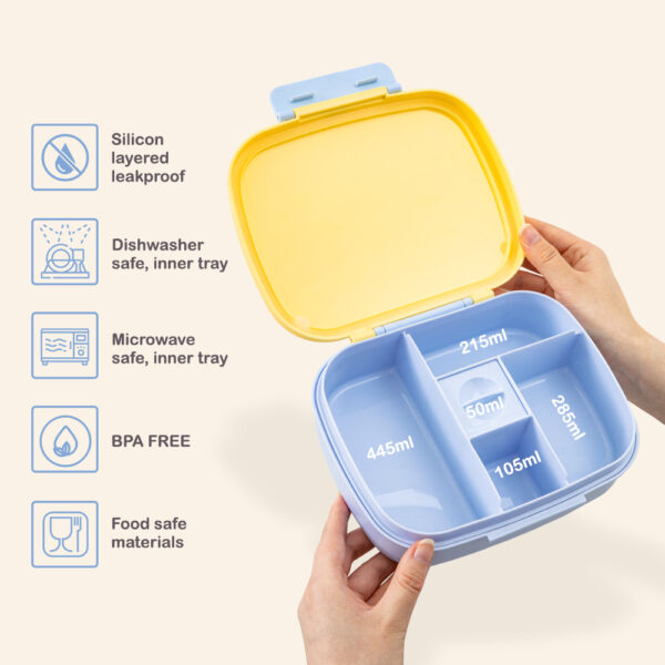 Hydrobrew – Smart Serve Bento Lunch Box 1100 ml, 5 compartment – Sunny Sky