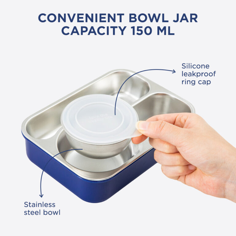 Hydrobrew - Steel Core Lunch Box 750ml + 150ml Food Jar w/ cutlery, Stainless Steel, Leakproof - OCEAN NAVY