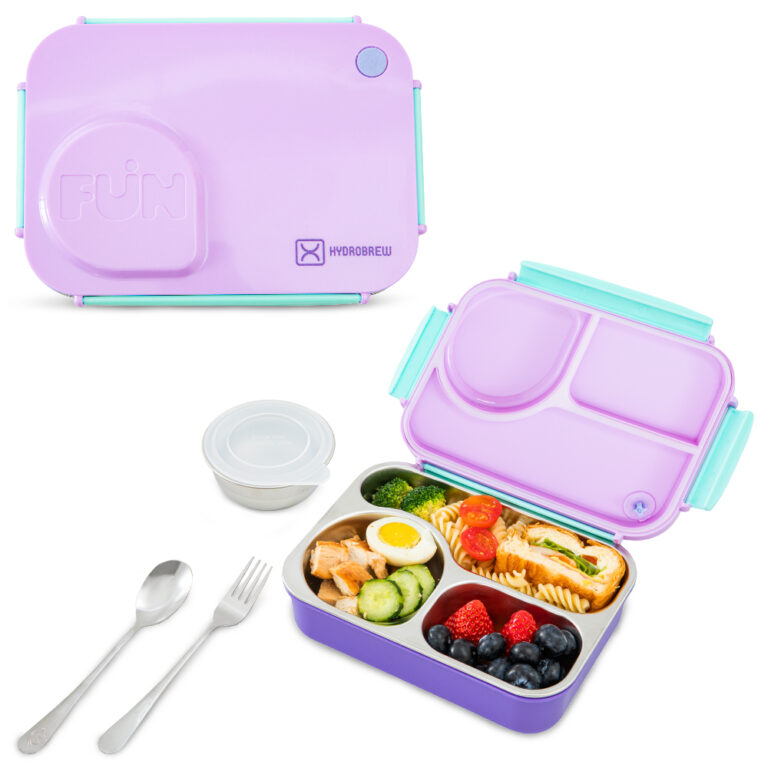 Hydrobrew - Steel Core Lunch Box 750ml + 150ml Food Jar w/ cutlery, Stainless Steel, Leakproof - BERRY CREAM