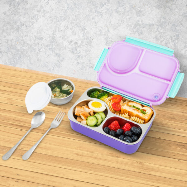 Hydrobrew – Steel Core Lunch Box 750ml + 150ml Food Jar w/ cutlery, Stainless Steel, Leakproof – BERRY CREAM
