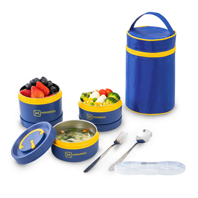 Hydrobrew -  Trio Deck Lunch Box w/ Lunch Bag and Cutlery - Majestic Blue