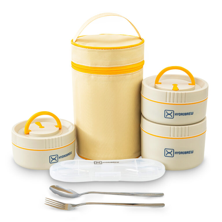 Hydrobrew - Trio Deck Lunch Box with Cutlery - Opal Cream