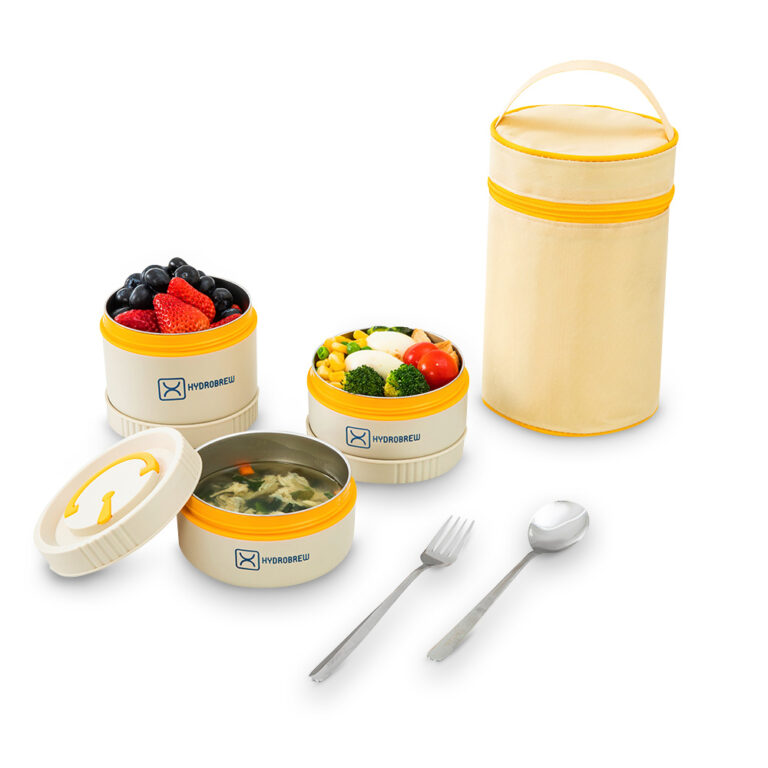 Hydrobrew - Trio Deck Lunch Box with Cutlery - Opal Cream