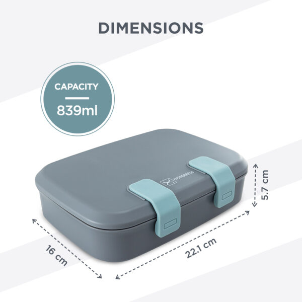 Hydrobrew – Steel Core Bento Stainless Steel Lunch Box – 839ml, 2 Compartment-Graphite