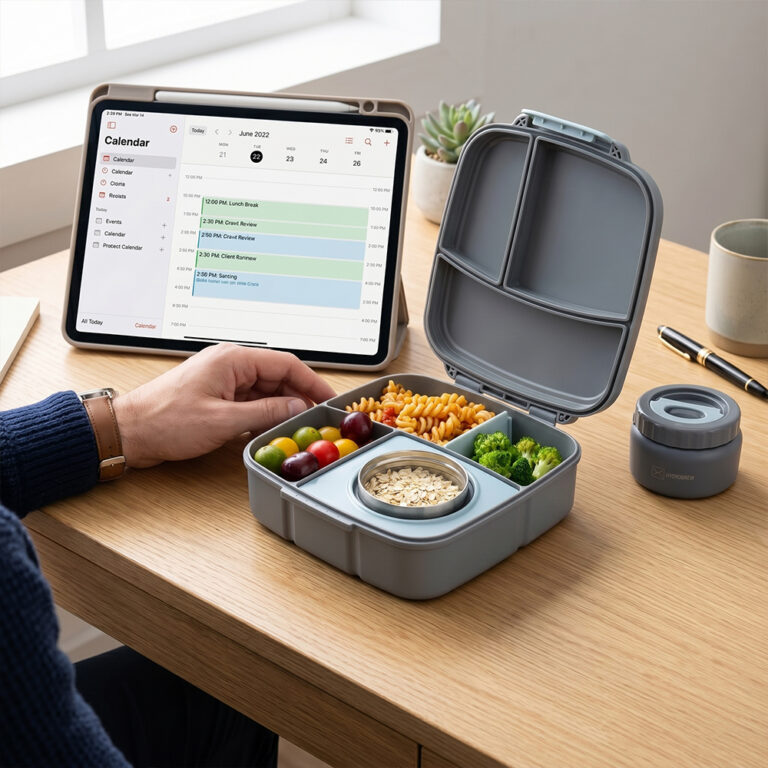 Hydrobrew - Mega Flex Bento Lunch Box 1864ml,  Leakproof Lunch Container with Integrated 250ml Insulated Food Jar- Graphite