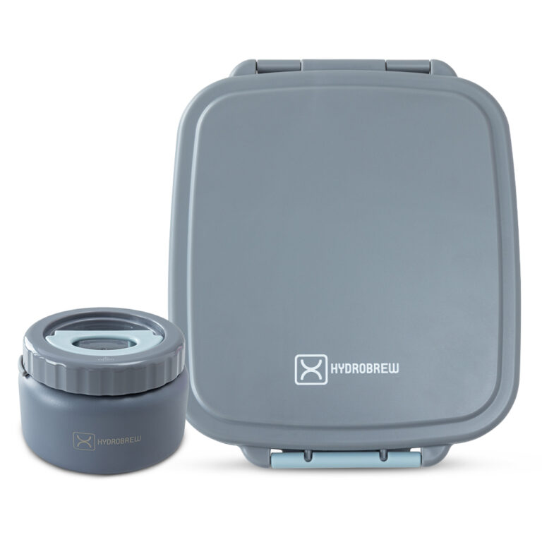 Hydrobrew - Mega Flex Bento Lunch Box 1864ml,  Leakproof Lunch Container with Integrated 250ml Insulated Food Jar- Graphite