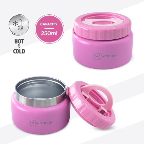 Hydrobrew – Mega Flex Bento Lunch Box 1864ml, Leakproof Lunch Container with Integrated 250ml Insulated Food Jar- Rose Silk