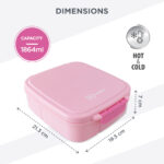 Hydrobrew – Mega Flex Bento Lunch Box 1864ml, Leakproof Lunch Container with Integrated 250ml Insulated Food Jar- Rose Silk