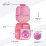 Hydrobrew – Mega Flex Bento Lunch Box 1864ml, Leakproof Lunch Container with Integrated 250ml Insulated Food Jar- Rose Silk