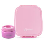 Hydrobrew – Mega Flex Bento Lunch Box 1864ml, Leakproof Lunch Container with Integrated 250ml Insulated Food Jar- Rose Silk