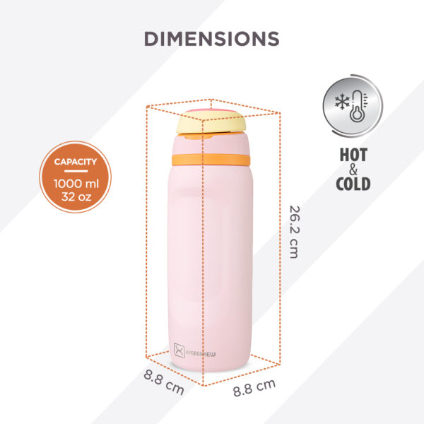 Hydrobrew – Sip Switch Stainless Steel Water Bottle – Pink Sorbet