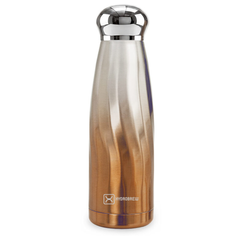 Hydrobrew - Double Wall Stainless Steel Water Bottle 420ml – Leakproof Insulated Bottle, Bronze Mist